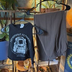 Astronaut Academy Black Tank Top and Plaid Pants Set